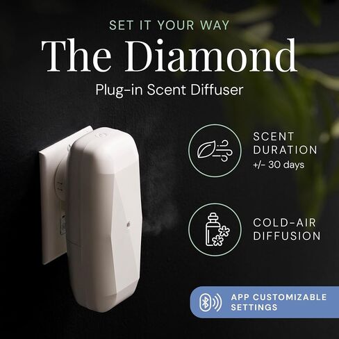 The Diamond Smart Scent Air Machine - Sleek & Efficient Essential Oil Diffuser | Bluetooth App Control | Covers Over 500 sq. ft. | Cold Air Waterless Aromatherapy | Easy On/Off Button in Saudi Arabia