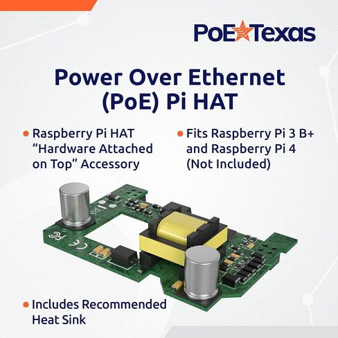 PoE Texas Raspberry Pi PoE+ Hat for Pi 4 and 5 - Slim Low Profile Power Over Ethernet HAT with Cooling Fan and Opto-Isolation in Saudi Arabia