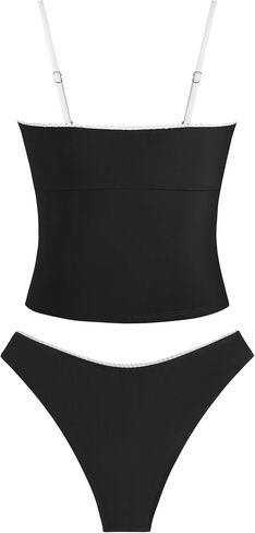 ZAFUL Tankini Swimsuits for Women Bow Tie Side Bathing Suits Tummy Control High Cut Two Piece Bikini Sets in Saudi Arabia