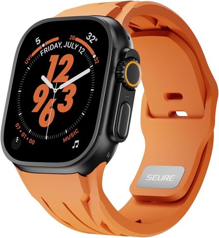فرقة سيليكون رياضية متوافقة مع Apple Watch Ultra 2/1 49 مم للرجال ، حزام مطاطي فخم الفائق لسلسلة IWatch 10 46mm ، 9/8/7 45 مم ، SE2/SE 6/5/4 44 مم ، 3/2/1 42 ​​مم in Kuwait