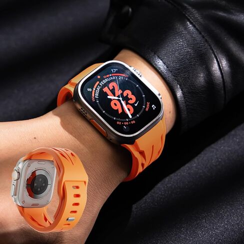 فرقة سيليكون رياضية متوافقة مع Apple Watch Ultra 2/1 49 مم للرجال ، حزام مطاطي فخم الفائق لسلسلة IWatch 10 46mm ، 9/8/7 45 مم ، SE2/SE 6/5/4 44 مم ، 3/2/1 42 ​​مم in Kuwait