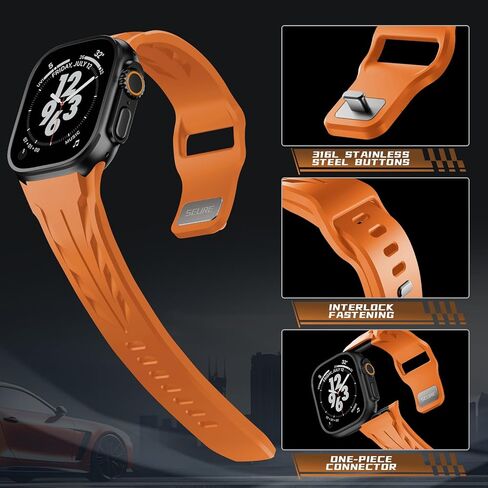 فرقة سيليكون رياضية متوافقة مع Apple Watch Ultra 2/1 49 مم للرجال ، حزام مطاطي فخم الفائق لسلسلة IWatch 10 46mm ، 9/8/7 45 مم ، SE2/SE 6/5/4 44 مم ، 3/2/1 42 ​​مم in Kuwait