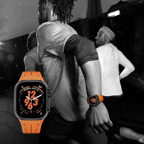 فرقة سيليكون رياضية متوافقة مع Apple Watch Ultra 2/1 49 مم للرجال ، حزام مطاطي فخم الفائق لسلسلة IWatch 10 46mm ، 9/8/7 45 مم ، SE2/SE 6/5/4 44 مم ، 3/2/1 42 ​​مم in Kuwait