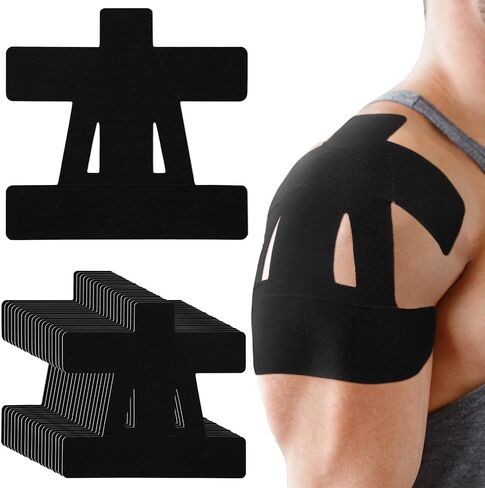 Precut Kinesiology Tape for Shoulder, 20 Count, Black in Kuwait