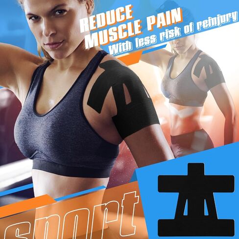 Precut Kinesiology Tape for Shoulder, 20 Count, Black in Kuwait