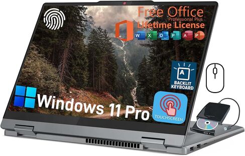 Lenovo Ideapad Flex 5i 2-in-1 Touchscreen Laptop, w/Lifetime Office & Win 11 Pro, Intel 10 Core 7 150U, 14" WUXGA 16:10 Touch Display, Fingerprint, Backlit KB, 16GB RAM, 512GB SSD, W/Accessories in Saudi Arabia