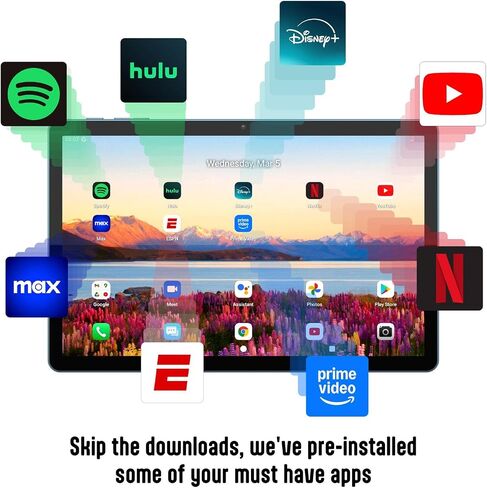 11 inch Tablet, Android 14, Octa-Core Processor 128GB ROM, Long Battery Life, Light and Slim, HD Display, Pre-Installed Apps - Blue in Saudi Arabia