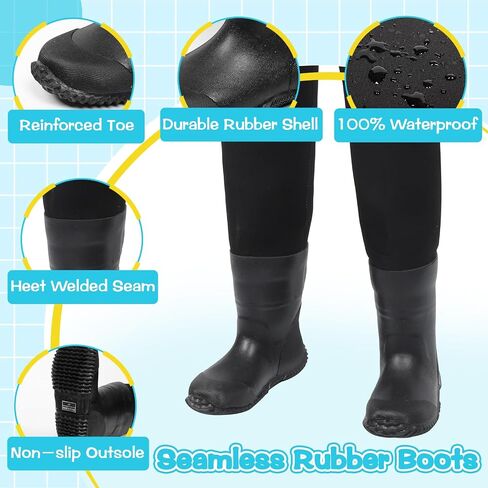 Waders for Kids Waterproof Neoprene Chest Waders Insulated Hunting Fishing Youth Waders for Boy Girl in Kuwait