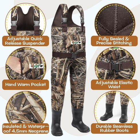 Waders for Kids Waterproof Neoprene Chest Waders Insulated Hunting Fishing Youth Waders for Boy Girl in Kuwait