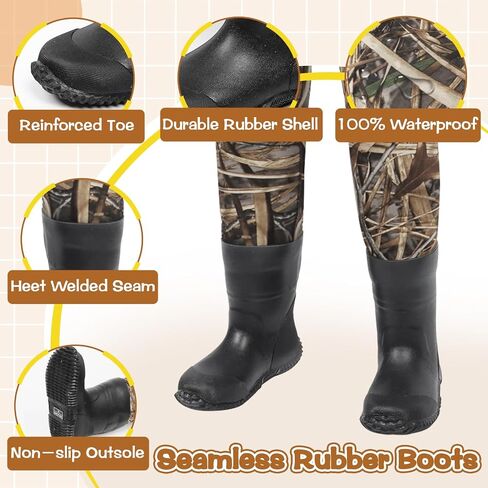 Waders for Kids Waterproof Neoprene Chest Waders Insulated Hunting Fishing Youth Waders for Boy Girl in Kuwait