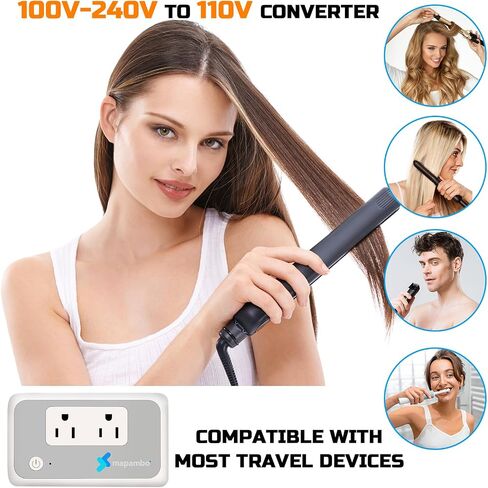 220V to 110V Voltage Converter Us to Europe 220 to 110 Voltage Converter for European Travel Power Converter Adapter Combo for Hair Straightener & Curling Irons (Type A/C/G/I) in Saudi Arabia