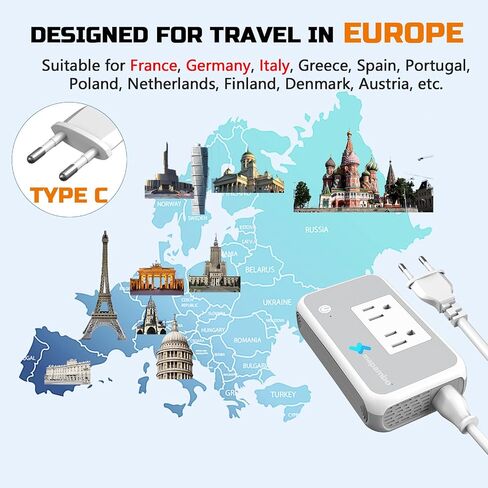 220V to 110V Voltage Converter Us to Europe 220 to 110 Voltage Converter for European Travel Power Converter Adapter Combo for Hair Straightener & Curling Irons (Type A/C/G/I) in Saudi Arabia