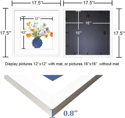 19x19 Frame Black, Display Picture 15x15 with mat or 19x19 Without mat, Photo Poster Picture Frame Wall Mounting Home Decor, 1-PCS in Saudi Arabia