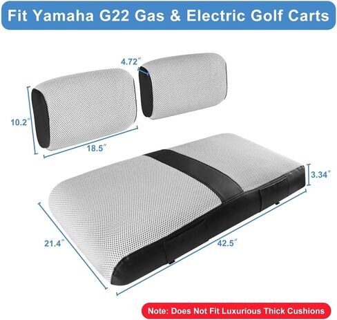 MOSNAI Yamaha Golf Cart Front Seat Cover for Drive G29 2007-2016 OEM Ordinary Seat Cushion, Breathable Polyester Mesh Cloth and Leather Combination Appearance, No Need Detaching Armrests in Saudi Arabia