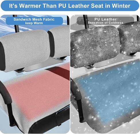 MOSNAI Yamaha Golf Cart Front Seat Cover for Drive G29 2007-2016 OEM Ordinary Seat Cushion, Breathable Polyester Mesh Cloth and Leather Combination Appearance, No Need Detaching Armrests in Saudi Arabia