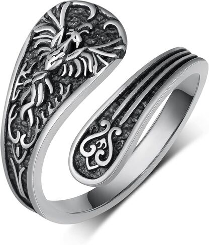 Raven Ring 925 Sterling Silver Crow Spoon Ring Raven Jewelry Gifts Vintage Thumb Rings for Women in Saudi Arabia