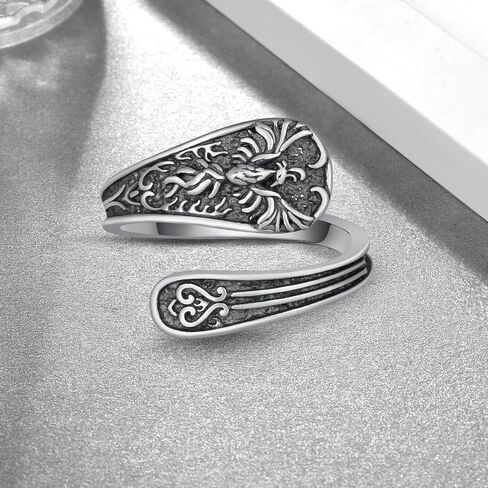 Raven Ring 925 Sterling Silver Crow Spoon Ring Raven Jewelry Gifts Vintage Thumb Rings for Women in Saudi Arabia