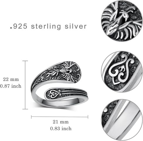 Raven Ring 925 Sterling Silver Crow Spoon Ring Raven Jewelry Gifts Vintage Thumb Rings for Women in Saudi Arabia