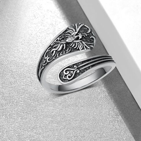 Raven Ring 925 Sterling Silver Crow Spoon Ring Raven Jewelry Gifts Vintage Thumb Rings for Women in Saudi Arabia