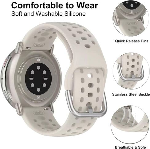 نطاقات مشاهدة السيليكون لـ AmazFit Active 2/Soft Sport Sweat Preglible Breplicible Strap لـ Amazfit GTS 4/4 Mini/3/2 Mini/2e in Kuwait