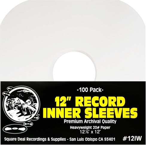 12" Vinyl Record Sleeves - Heavyweight White Paper Inner Sleeves - Archival Quality, Acid-Free! Set of 100#12IW in Kuwait