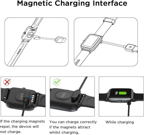 Compatible with TUYOMA Smartwatch Charger, Lamshaw Magnetic USB Charging Cable Replacement Charger Cable Compatible with TUYOMA LW76 1.91" Smart Watch (Black+Black) in Saudi Arabia