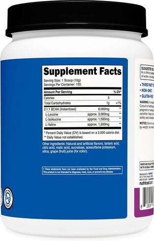 Nutricost BCAA Powder 2:1:1 (90 Servings, No Flavor Added) - Branched Chain Amino Acids in Saudi Arabia