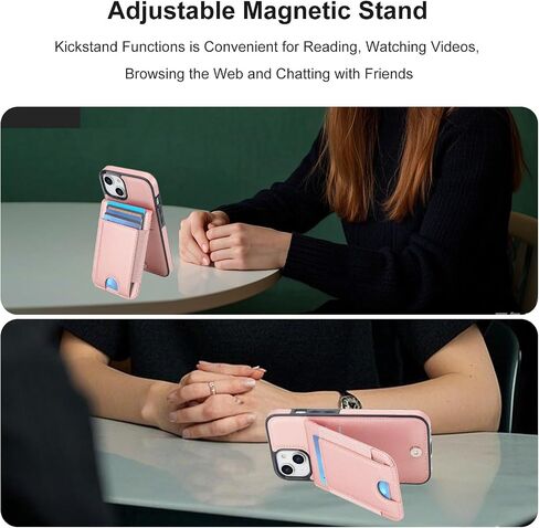 Kihuwey for iPhone 13/14 محفظة Case مع حامل البطاقة ، سعة كبيرة RFID حظر الوجه PU الجلود Kickstand Clasp Clasp Srockproof Protect Slots Cover 6.1 Inch (Rose Gold) in Kuwait