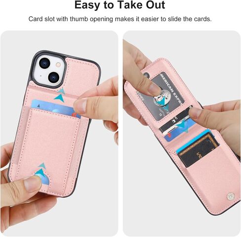 Kihuwey for iPhone 13/14 محفظة Case مع حامل البطاقة ، سعة كبيرة RFID حظر الوجه PU الجلود Kickstand Clasp Clasp Srockproof Protect Slots Cover 6.1 Inch (Rose Gold) in Kuwait