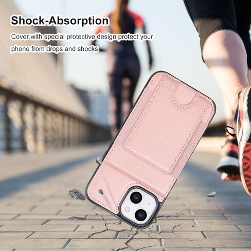 Kihuwey for iPhone 13/14 محفظة Case مع حامل البطاقة ، سعة كبيرة RFID حظر الوجه PU الجلود Kickstand Clasp Clasp Srockproof Protect Slots Cover 6.1 Inch (Rose Gold) in Kuwait