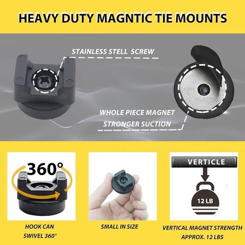 Magnetic Cable Zip Mounts Magnetic Cable Holder 22mm Multipurpose Magnet Wire Management Bases with 7.84" Reusable Zip Ties for Cord Organizer (10Magnets, 20 Cable Ties) in Saudi Arabia