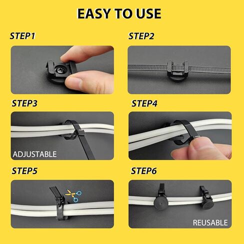 Magnetic Cable Zip Mounts Magnetic Cable Holder 22mm Multipurpose Magnet Wire Management Bases with 7.84" Reusable Zip Ties for Cord Organizer (10Magnets, 20 Cable Ties) in Saudi Arabia