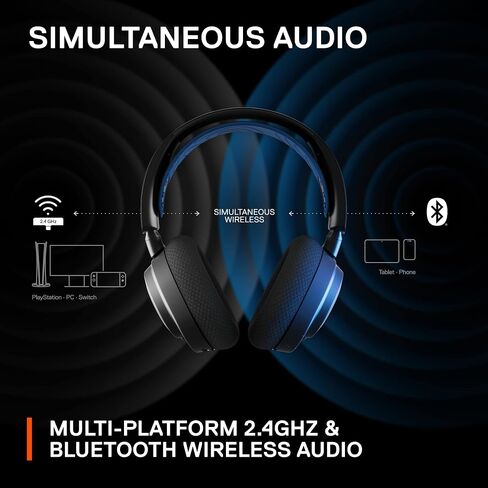 NEW SteelSeries Arctis Nova 7P Wireless Multi-Platform Gaming & Mobile Headset — Simultaneous Wireless 2.4GHz & Simultaneous Bluetooth — 38Hr Battery — USB-C — PS, PC, Switch, Mobile (Renewed) in Saudi Arabia
