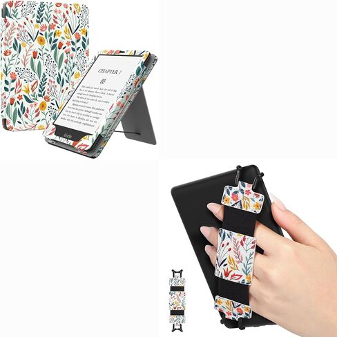 Moko Slim Case وحزام يدوي ناعم لمدة 6.8 بوصة Kindle Paperwhite (الجيل 11-2011) و kindle paperwhite edition ، الزهور+الزهور in Kuwait