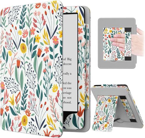 Moko Slim Case وحزام يدوي ناعم لمدة 6.8 بوصة Kindle Paperwhite (الجيل 11-2011) و kindle paperwhite edition ، الزهور+الزهور in Kuwait