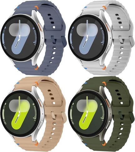 العصابات الرياضية لـ Samsung Galaxy Watch 7 6 5 4 Fe Band 40mm 44mm Men Women ، No Gap Soft Silicone Strap لـ 47mm 43mm/Classic 46mm 42mm/5 Pro 45mm ، 4 Pack in Kuwait