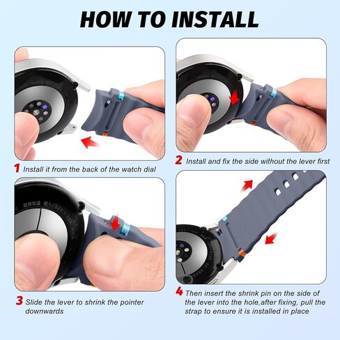 العصابات الرياضية لـ Samsung Galaxy Watch 7 6 5 4 Fe Band 40mm 44mm Men Women ، No Gap Soft Silicone Strap لـ 47mm 43mm/Classic 46mm 42mm/5 Pro 45mm ، 4 Pack in Kuwait