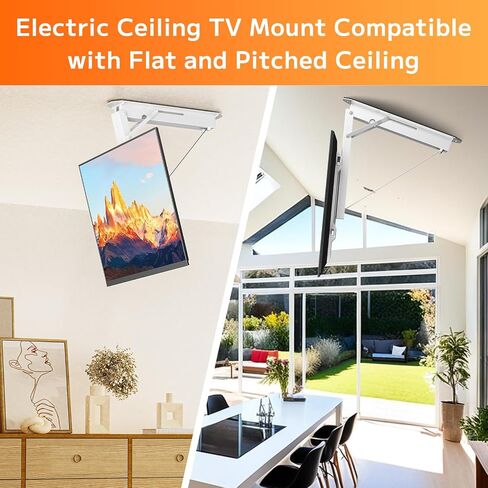 Electric Ceiling TV Mount with Remote VESA Mount Flip Down Pitched Roof Motorized TV Mount Bracket for 32 to 70 Inch Flat and Curved Screen TVs in Saudi Arabia