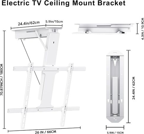 Electric Ceiling TV Mount with Remote VESA Mount Flip Down Pitched Roof Motorized TV Mount Bracket for 32 to 70 Inch Flat and Curved Screen TVs in Saudi Arabia
