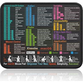 Mouse Pad with macOS Shortcuts – Small mac Cheat Sheet Desk Pad – 11.8"x9.8" Portable Computer Mousepad – Gaming, Office, Waterproof, Non-Slip, Stitched Edges