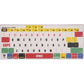 kwmobile QWERTY ES Spanish Keyboard Stickers Compatible with Apple MacBook Air 13" 2018 2019 2020 A1932 Keyboard Stickers - Multicolor