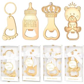 24 Pcs Baby Bottle Opener, Popping Boy Bear Footprint Keychain Bottle Openers with Blue Gift Box, Baby Shower Party Favors for Guests, Wedding Return Gift Souvenirs Theme Decoration Supplies in Kuwait