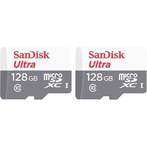 SanDisk 128GB Ultra microSDXC UHS-I Class 10 Memory Card 100 MB/s SDSQUNR-128G-GN6MN (Pack of 2)