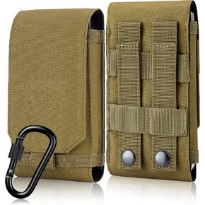 IronSeals Tactical Molle Phone Cover Case, Heavy Duty Loop Belt Holster Pouch with Flag Patch for iPhone 15 Pro Max/15 Pro/14 Plus/14 Max/14 Pro/13 Max/12 Max/11 Max, Black #A, (NEW037)