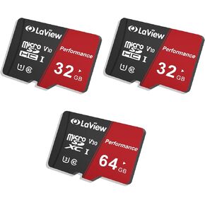 LaView 32GB Micro SD Card 2 Pack & 64GB 1Pack, Micro SDXC UHS-I Memory Card – 95MB/s,633X,U3,C10, Full HD Video V30, A1, FAT32, High Speed Flash TF Card P500 for Computer with Adapter/Phone/Tablet/PC