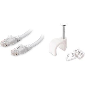 Cable Matters Snagless Long Cat6 Ethernet Cable (Cat6 Cable, Cat 6 Cable) in White 50 ft & 200-Pack Nail-in Cable Clips Cord Organizer