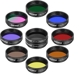 NEEWER Lunar Filter Kit with 3 ND Lunar Filters (ND0.9 ND0.6 ND0.3), Lunar Starglow Filter, Moon Map, Cleaning Cloth for Moon Viewing Lunar Observation, Compatible with 1.25" Telescope Eyepiece, FL-25