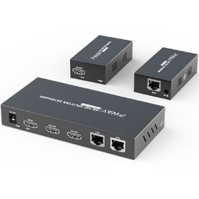 PWAY HDMI Extender and Splitter Bundle, 1080P@60Hz Over CAT5e/CAT6/CAT7 Cable, EDID and POC Supported, Extends Up to 164ft/165ft (50m), 3 Receivers with 2 Transmitter for Home Theater, Conference Room