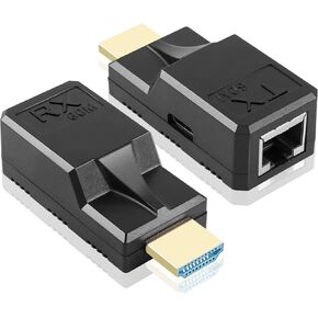 GINTOOYUN HDMI to RJ45 60M Extender 1080P HDMI to RJ45 Cable Extender Converter with Type-C Charging Cable for Computers, Laptops, Set-Top Boxes, TVS, Projectors, etc