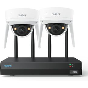 REOLINK 4K Wi-Fi 6 Security Camera System, 2pcs Dome Surveillance Camera with 1pc 12CH WiFi NVR Bundle, 2TB HDD Pre-Installed